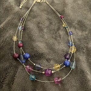 Elegant Purple and Blue Necklace with Gemstone Beads